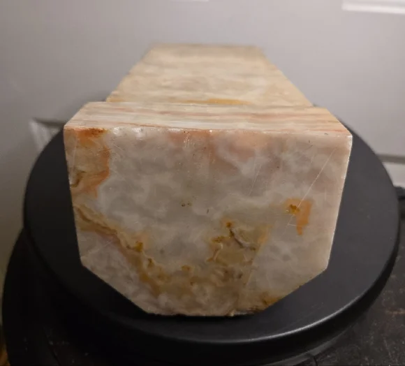 Carved Stone Sculpture Book End - Cream and Brown - Picture 10 of 10